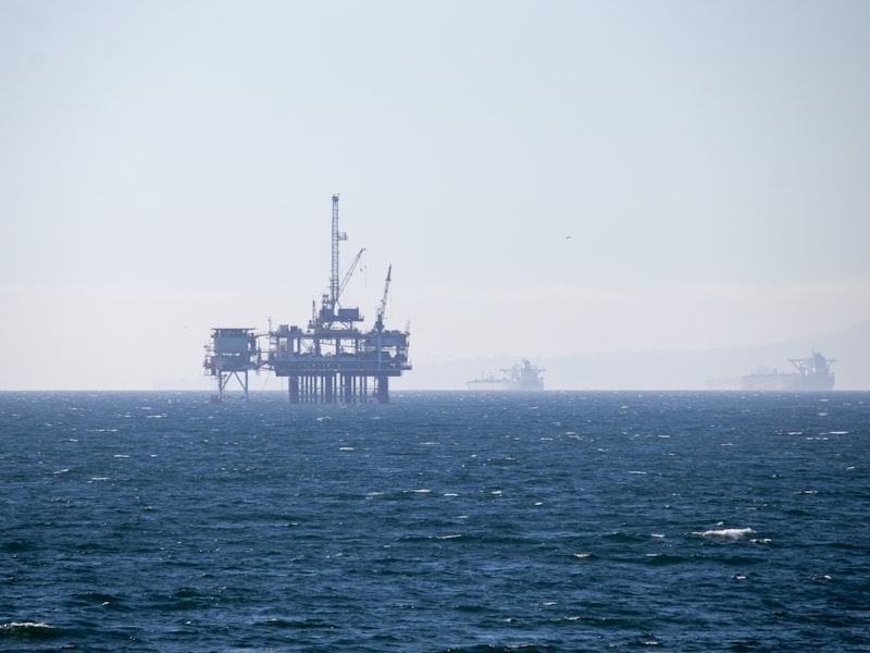 Offshore oil rig platform in the ocean